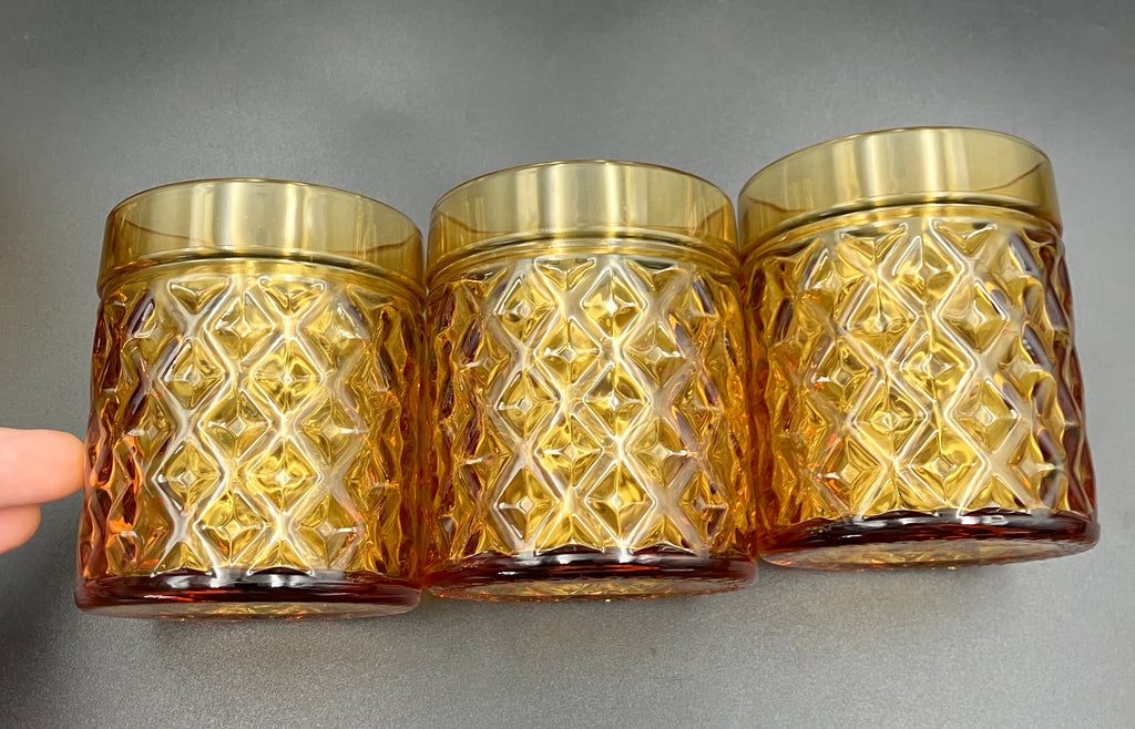 Mid Century Bormioli Italian Amber Glass Jug & 6 Glasses Set With Original Box