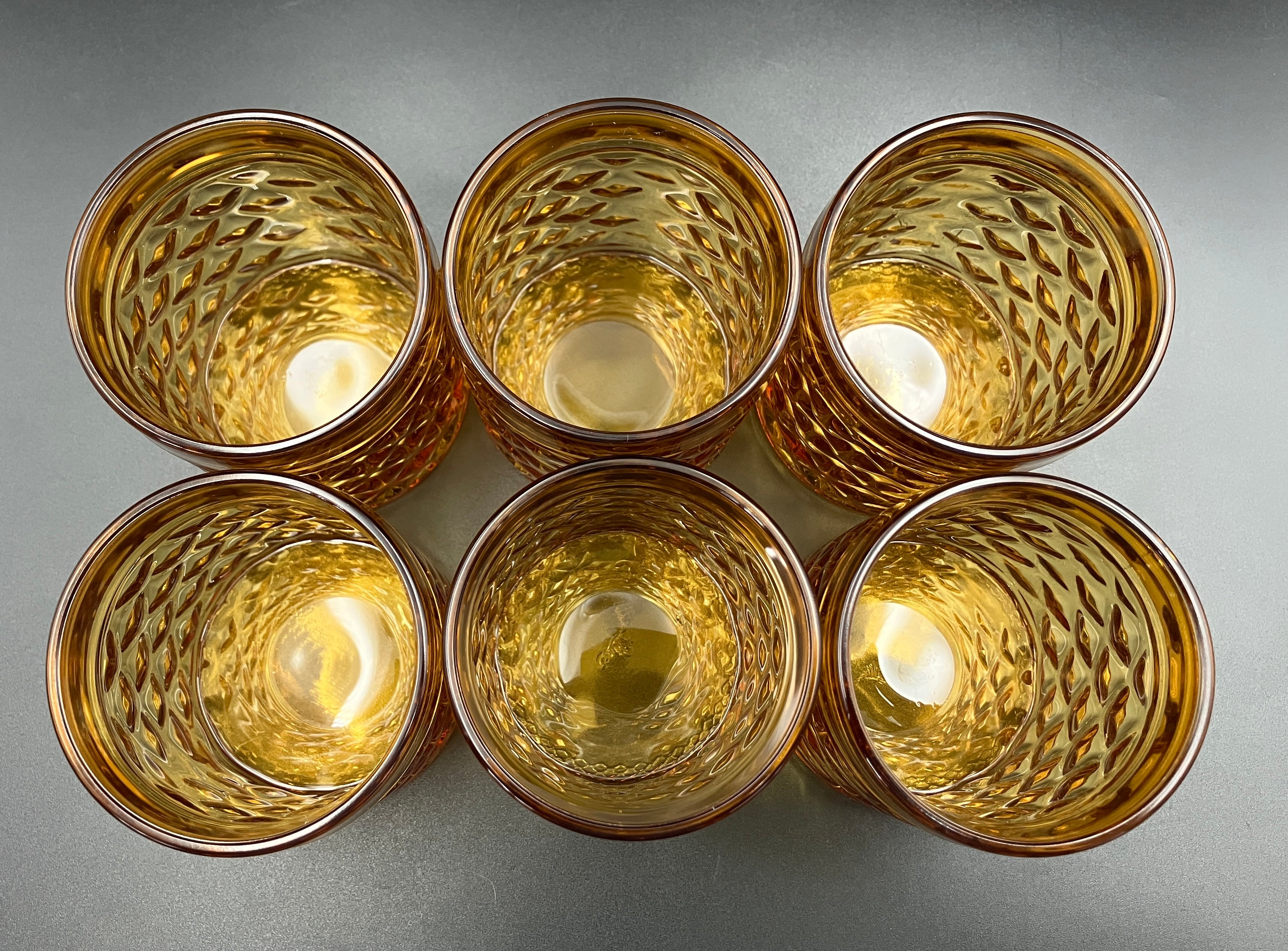 Mid Century Bormioli Italian Amber Glass Jug & 6 Glasses Set With Original Box