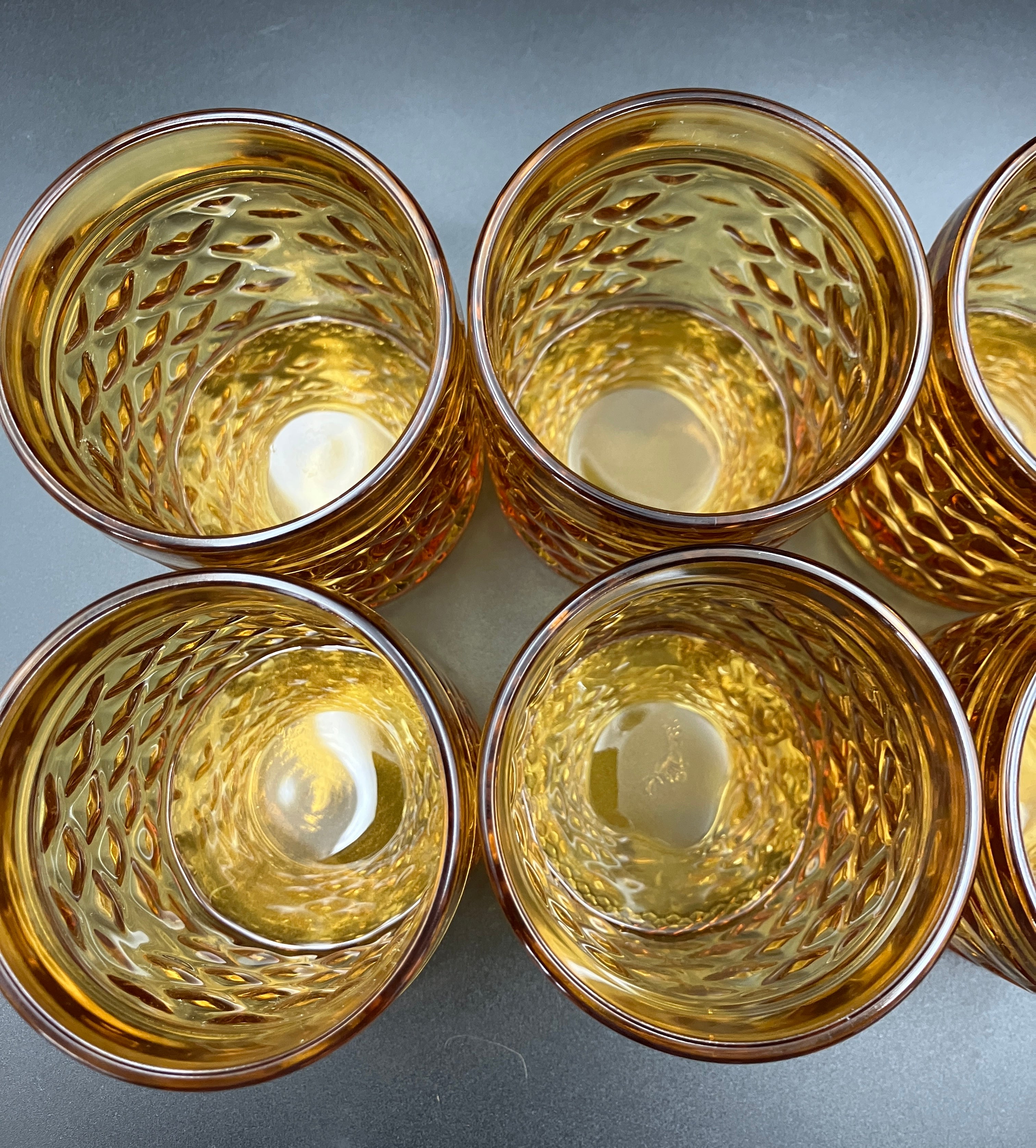 Mid Century Bormioli Italian Amber Glass Jug & 6 Glasses Set With Original Box