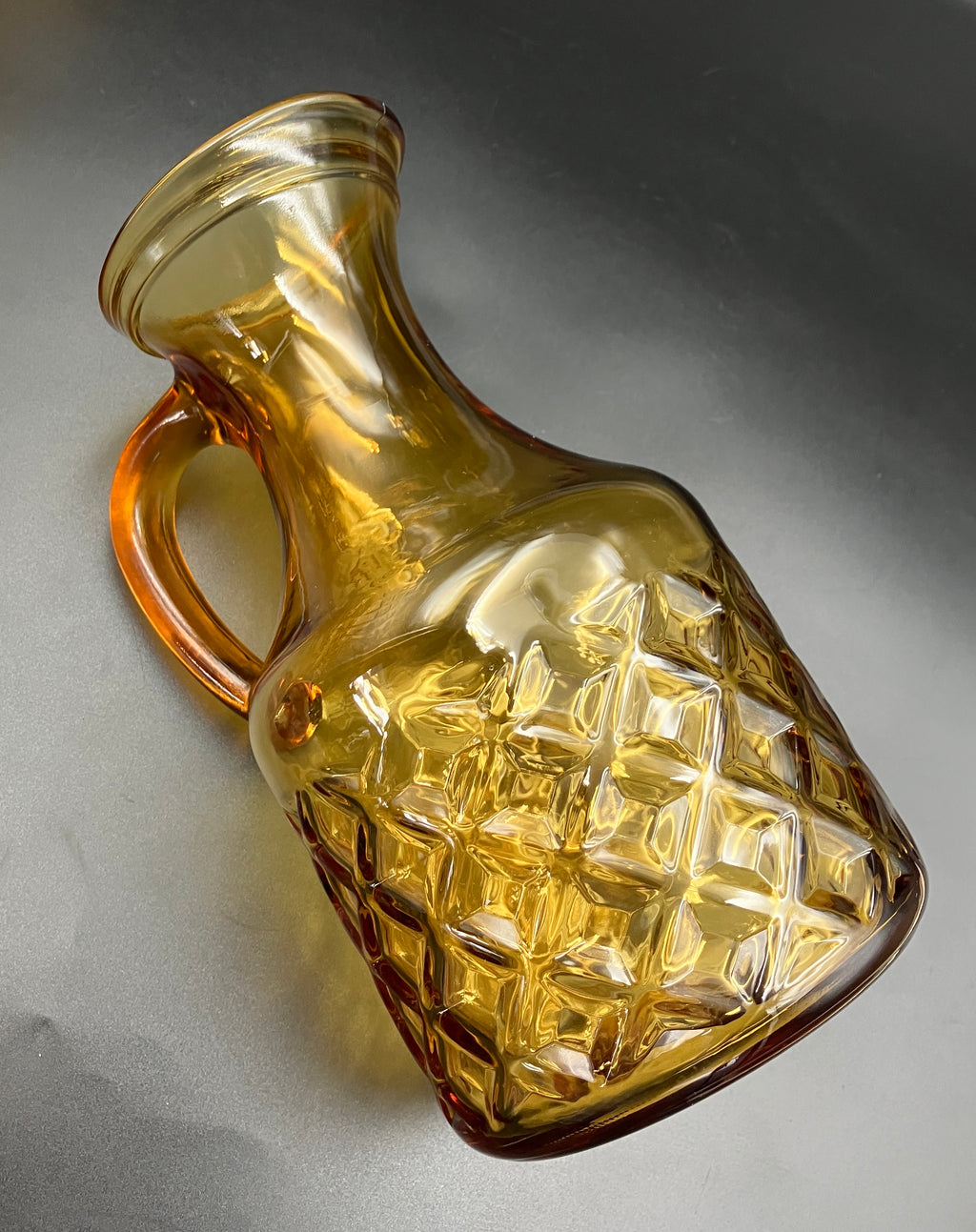 Mid Century Bormioli Italian Amber Glass Jug & 6 Glasses Set With Original Box