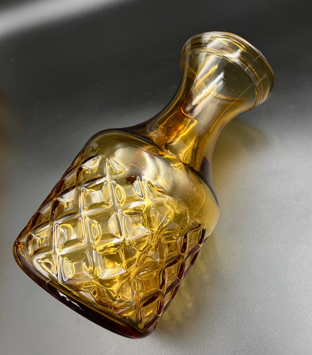 Mid Century Bormioli Italian Amber Glass Jug & 6 Glasses Set With Original Box