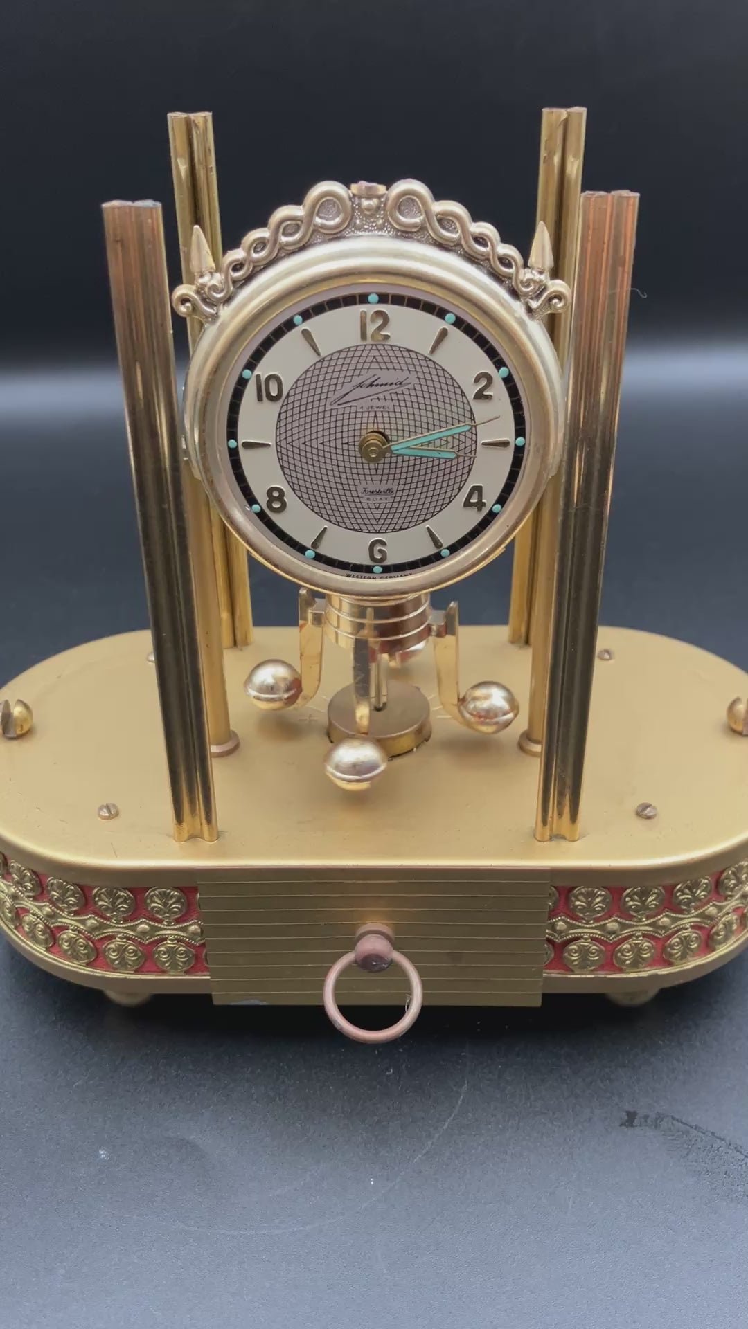 Vintage Anniversary Clock SCHMID 8 Day Clock 4 Jewel Pendulum West Germany